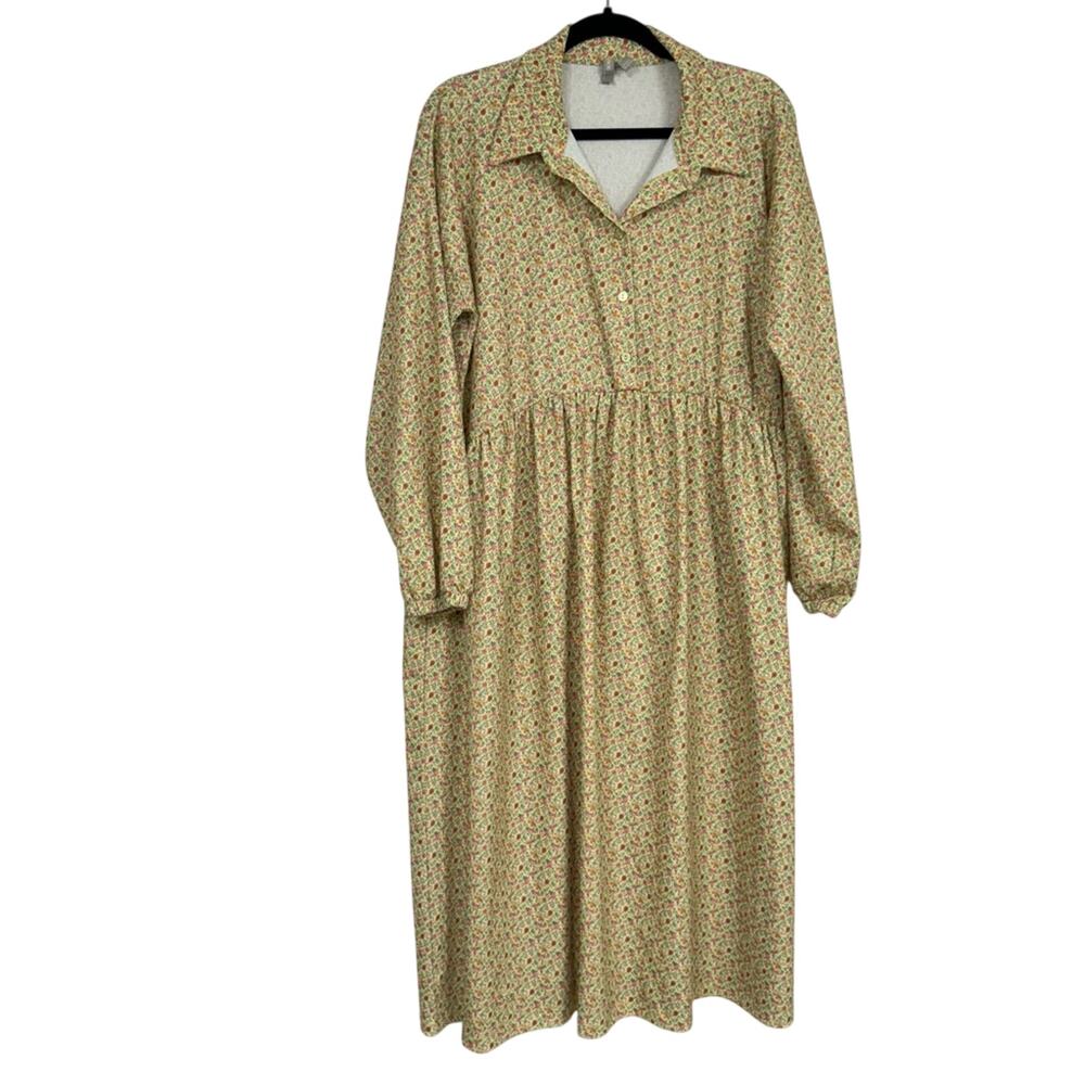 ASOS Yellow Ditsy Floral Midi Dress Womens 10 Long Sleeve Prairie Cottage Core